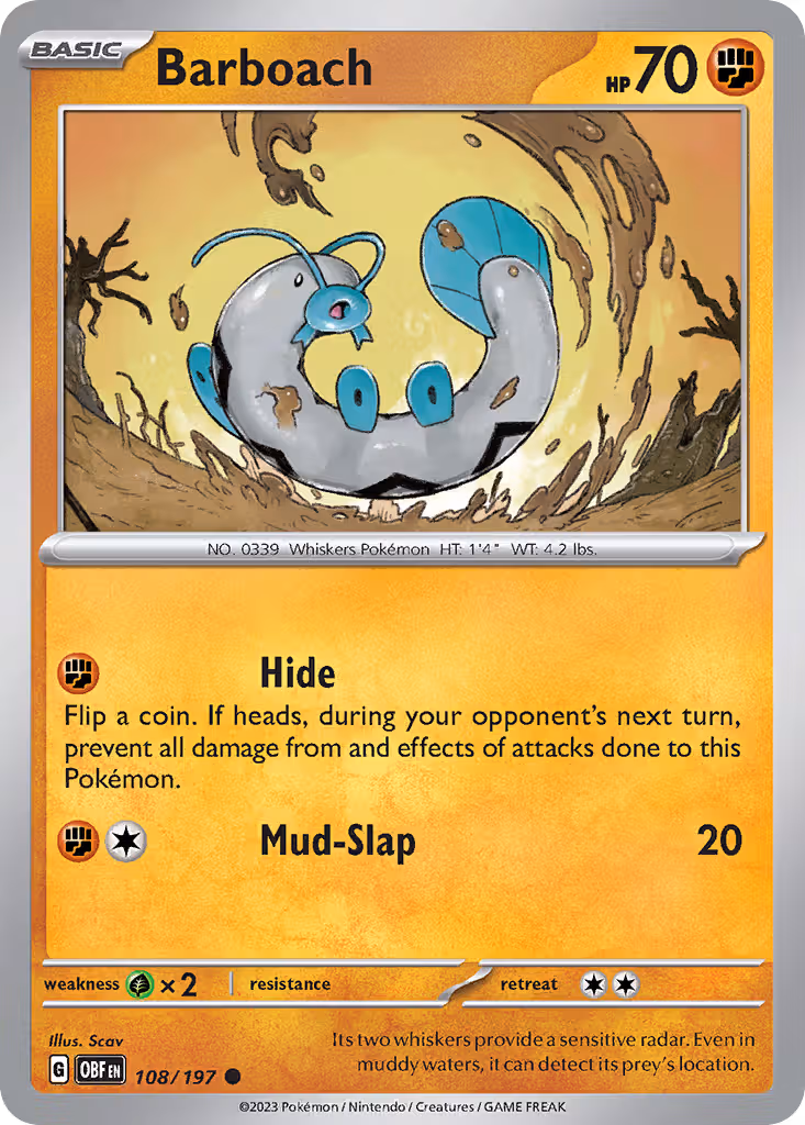 Barboach 108/197 Pokemon card