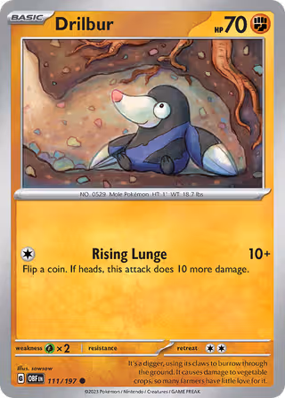 Drilbur 111/197 Pokemon card