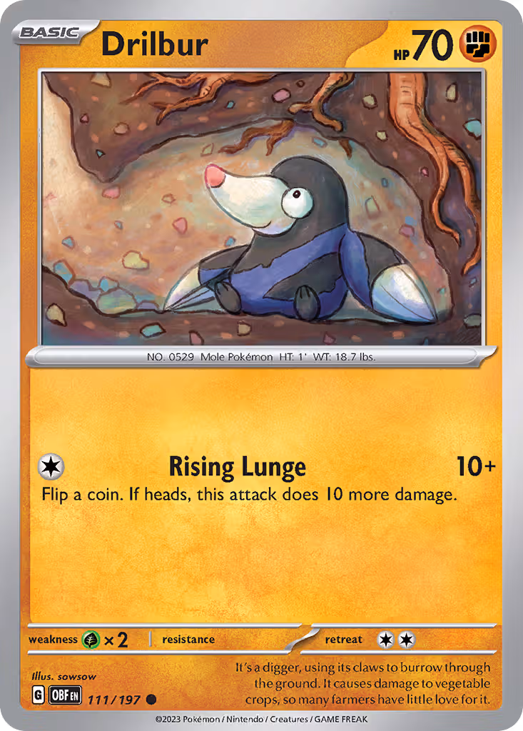 Drilbur 111/197 Pokemon card