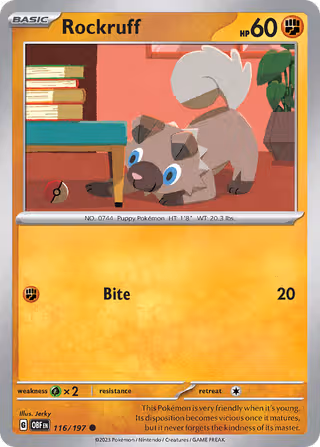Rockruff 116/197 Pokemon card