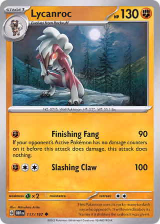 Lycanroc 117/197 Pokemon card