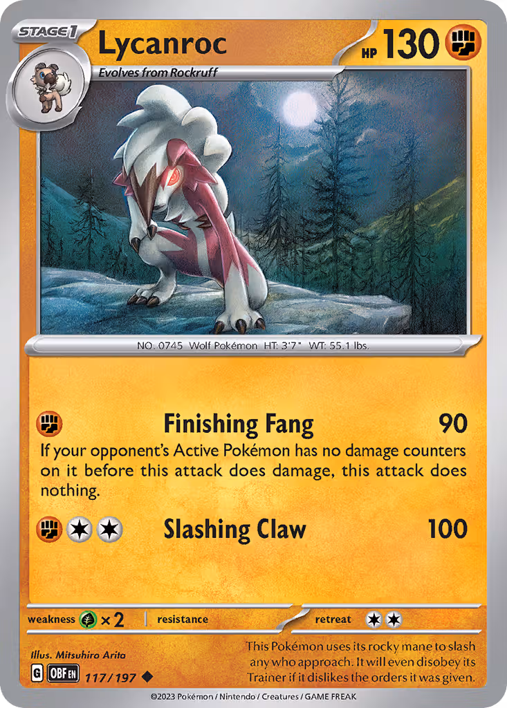 Lycanroc 117/197 Pokemon card