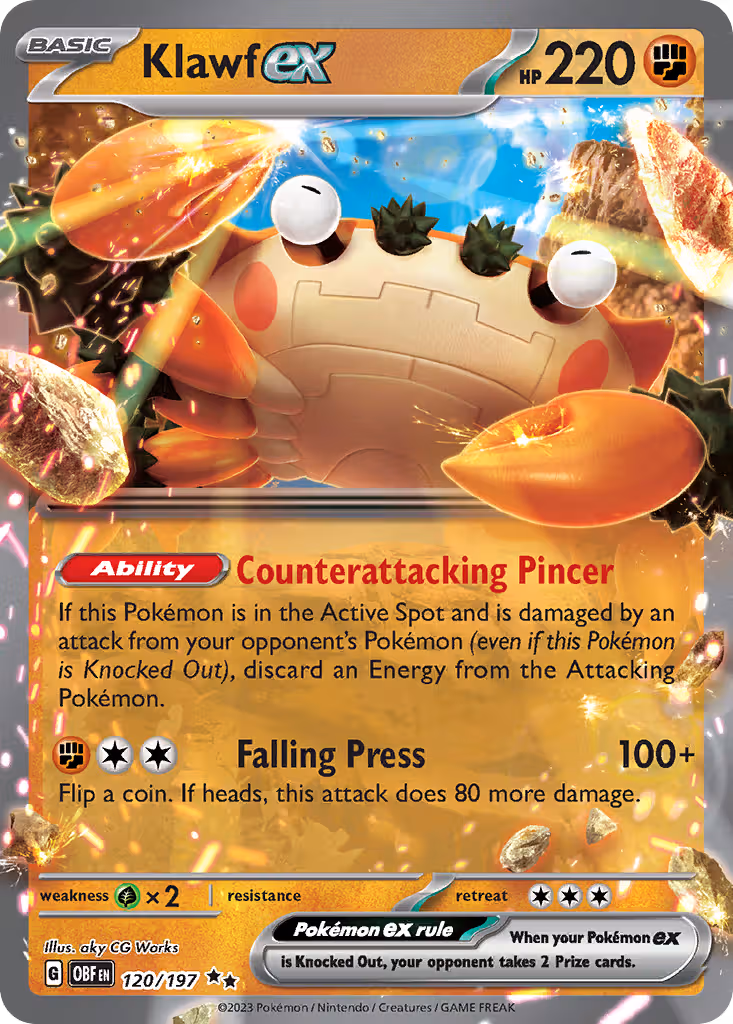 Klawf ex 120/197 Pokemon card