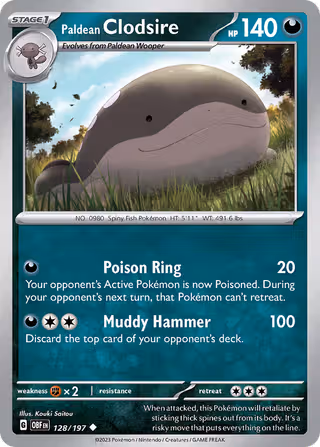 Paldean Clodsire 128/197 Pokemon card