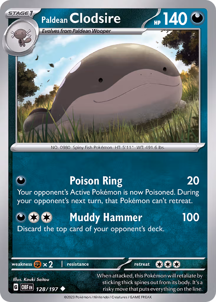Paldean Clodsire 128/197 Pokemon card