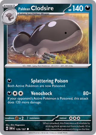 Paldean Clodsire 129/197 Pokemon card