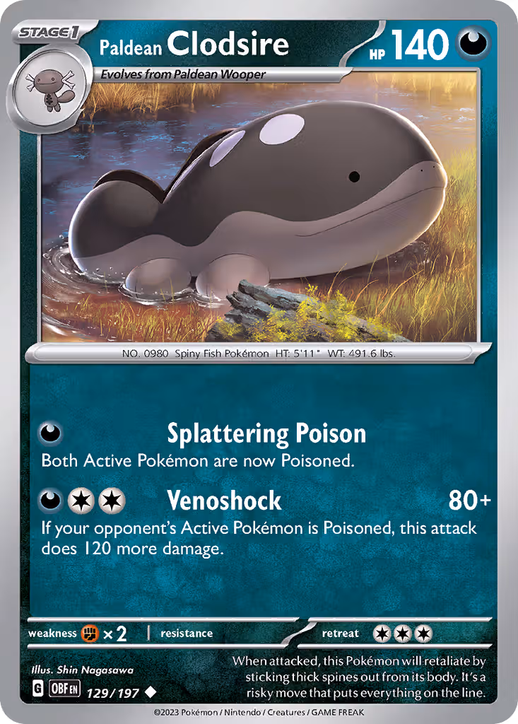 Paldean Clodsire 129/197 Pokemon card