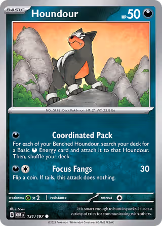 Houndour 131/197 Pokemon card