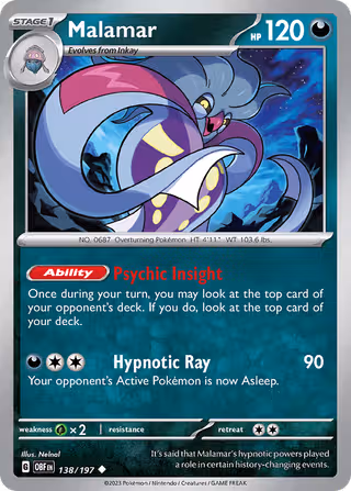 Malamar 138/197 Pokemon card