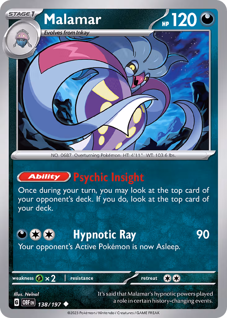 Malamar 138/197 Pokemon card
