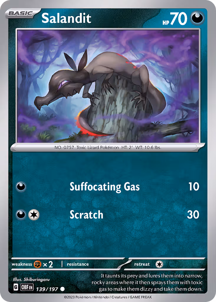 Salandit 139/197 Pokemon card