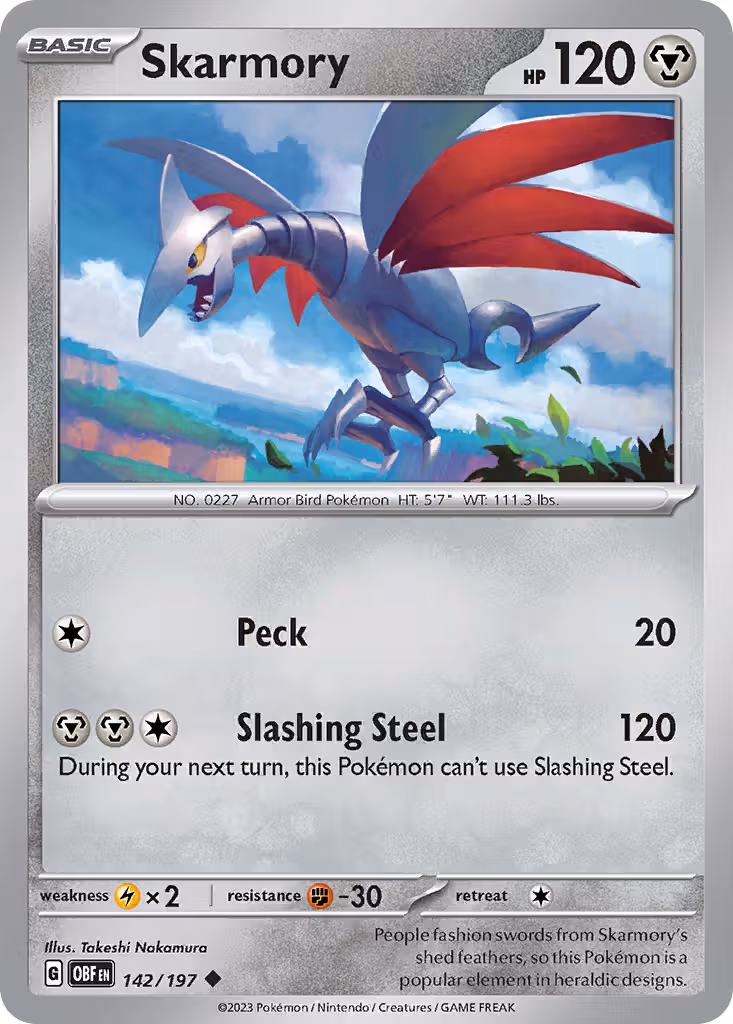 Skarmory 142/197 Pokemon card