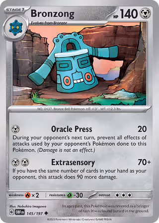 Bronzong 145/197 Pokemon card