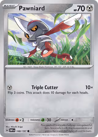 Pawniard 148/197 Pokemon card