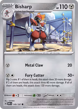 Bisharp 149/197 Pokemon card