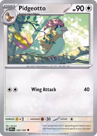 Pidgeotto 163/197 Pokemon card