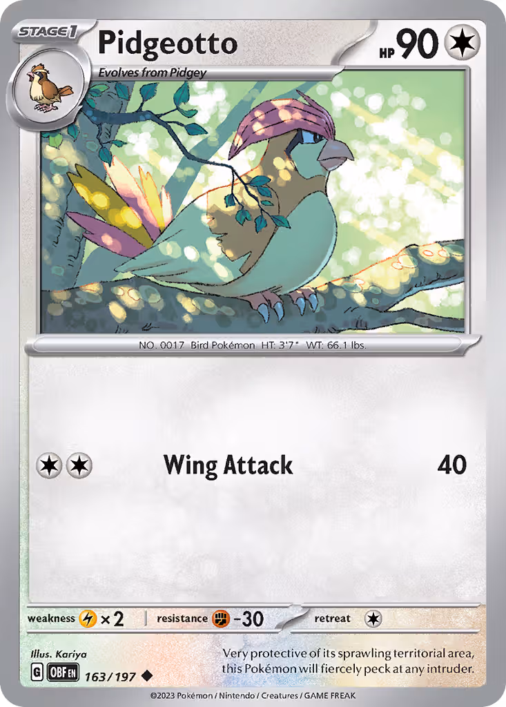 Pidgeotto 163/197 Pokemon card