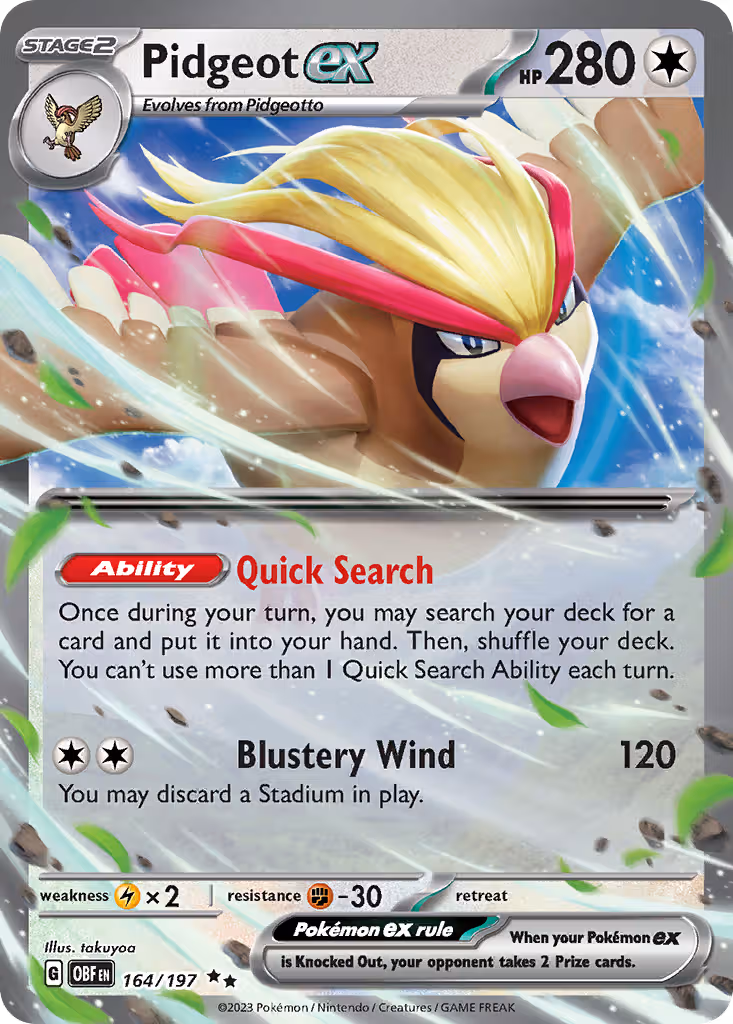 Pidgeot ex 164/197 Pokemon card