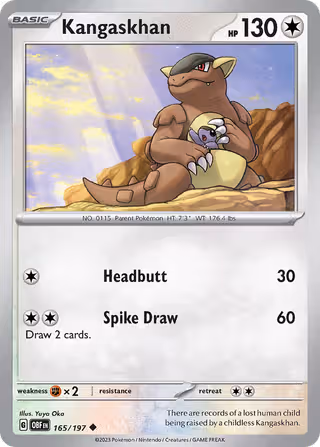 Kangaskhan 165/197 Pokemon card