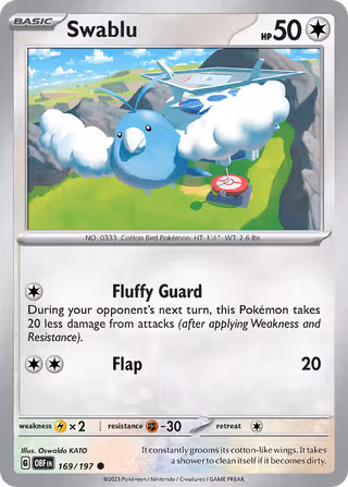 Swablu 169/197 Pokemon card