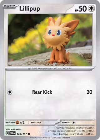 Lillipup 170/197 Pokemon card