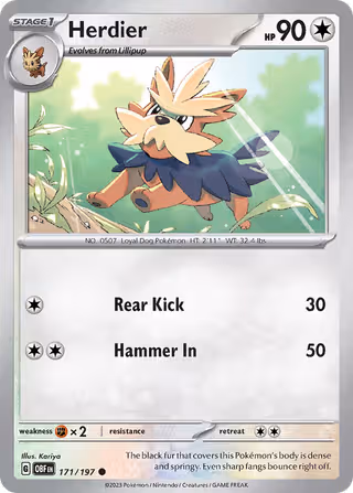 Herdier 171/197 Pokemon card
