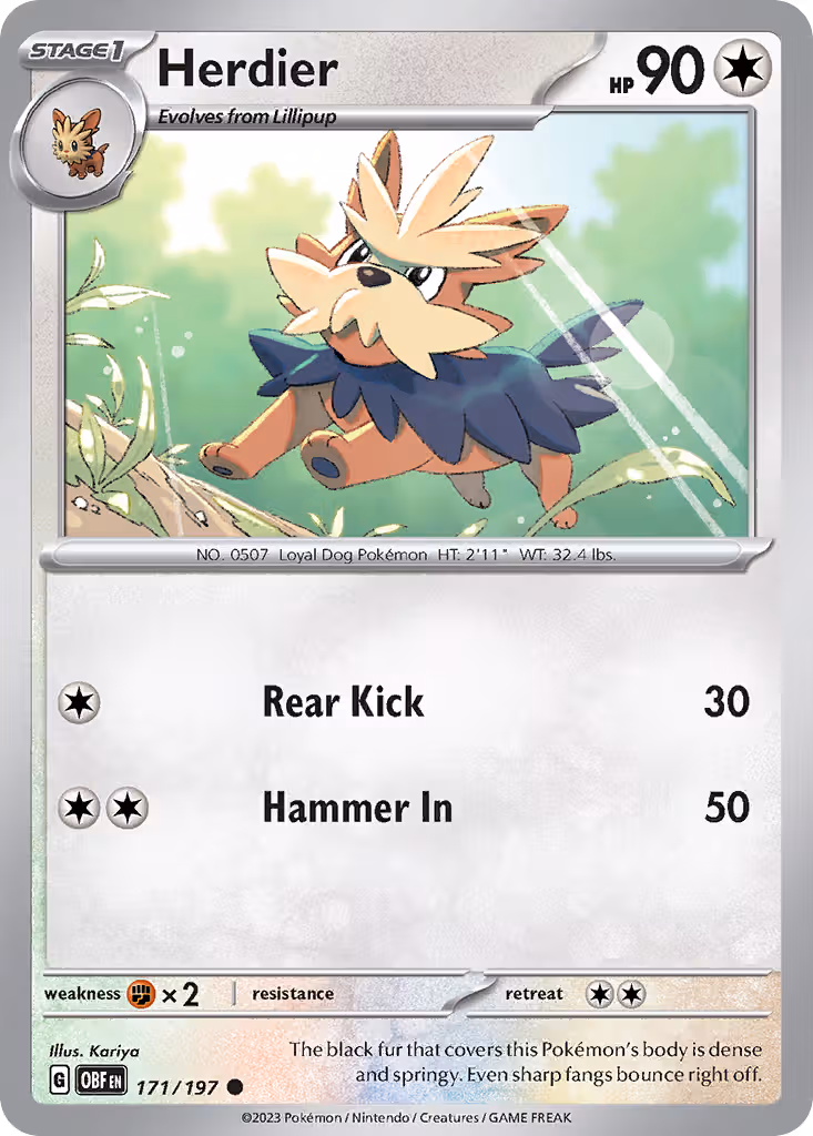 Herdier 171/197 Pokemon card