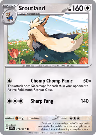 Stoutland 172/197 Pokemon card