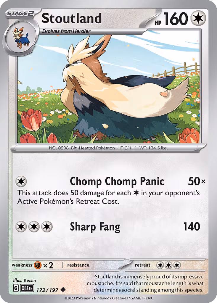 Stoutland 172/197 Pokemon card