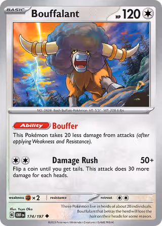 Bouffalant 174/197 Pokemon card
