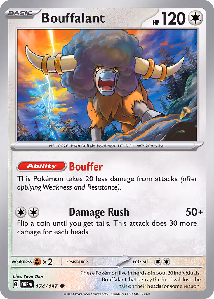 Bouffalant 174/197 Pokemon card