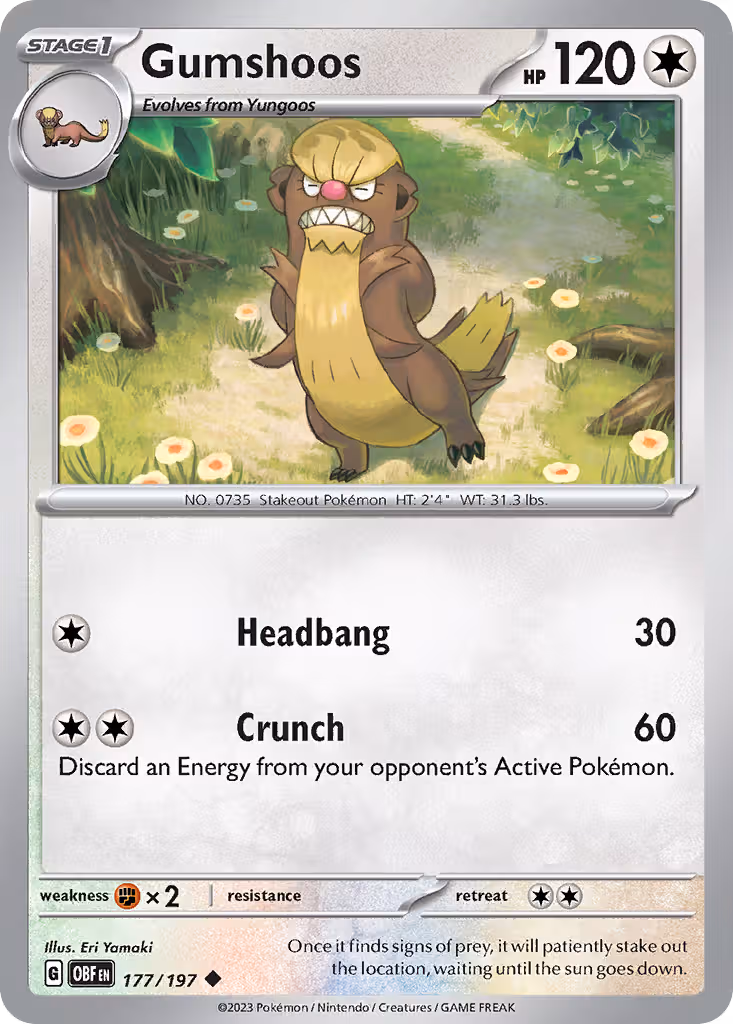 Gumshoos 177/197 Pokemon card
