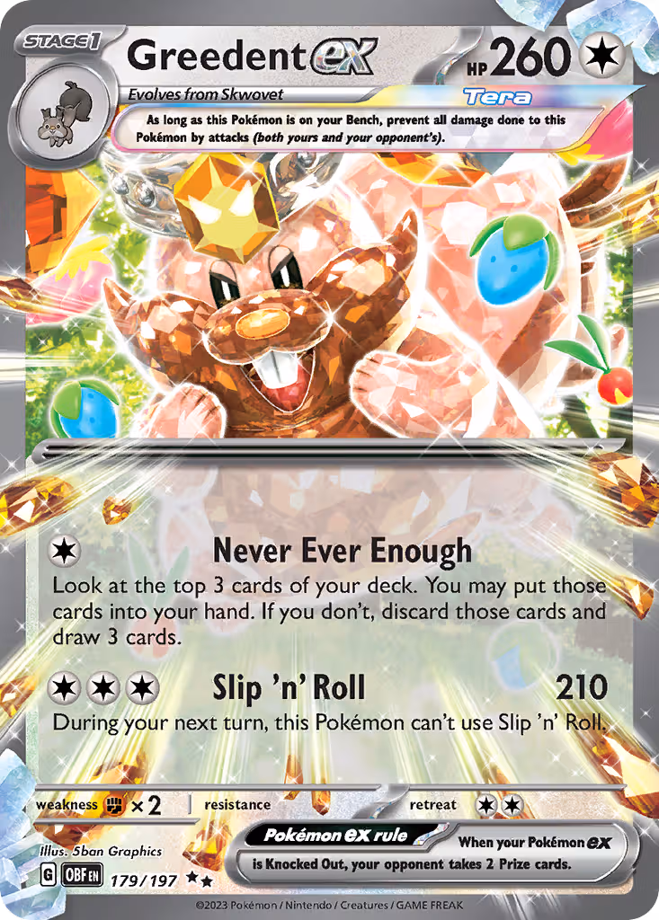 Greedent ex 179/197 Pokemon card