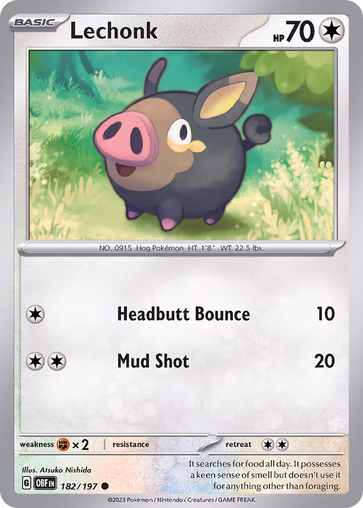 Lechonk 182/197 Pokemon card