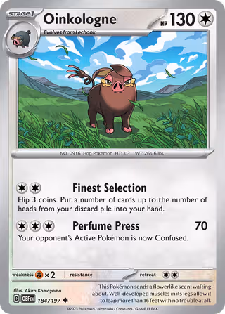 Oinkologne 184/197 Pokemon card