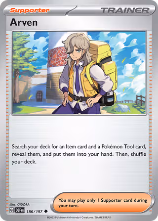 Arven 186/197 Pokemon card