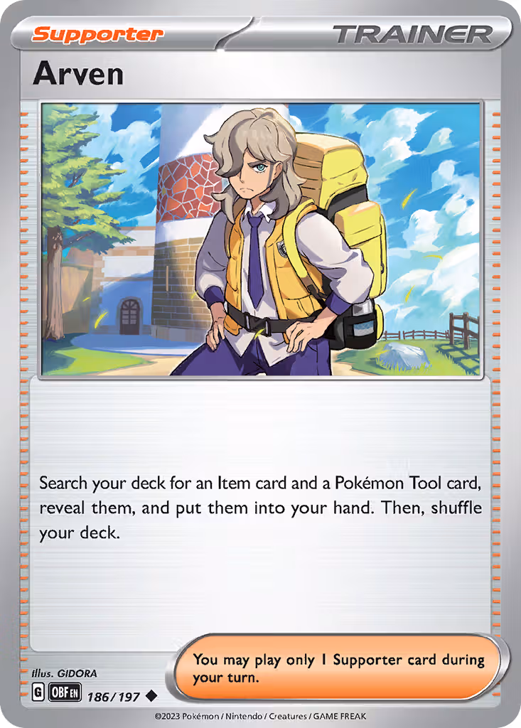 Arven 186/197 Pokemon card