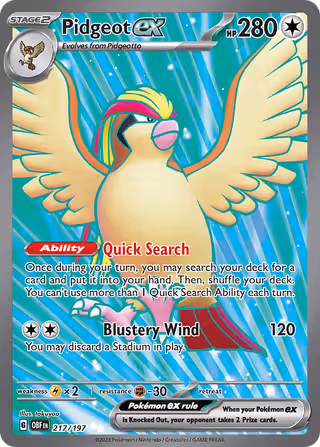 Pidgeot ex 217/197 Pokemon card