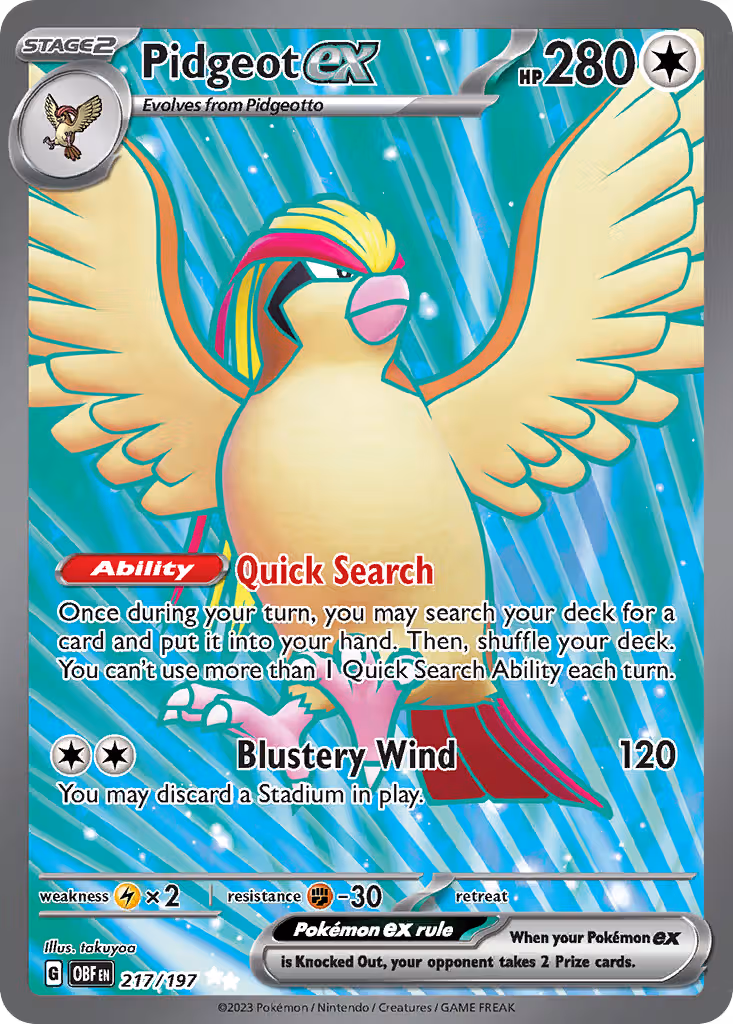 Pidgeot ex 217/197 Pokemon card