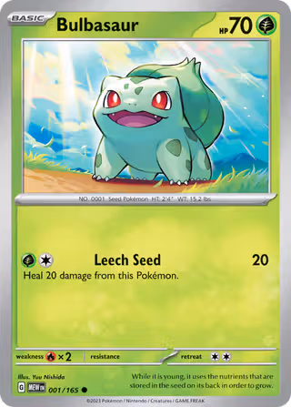 Bulbasaur 1/165 Pokemon card