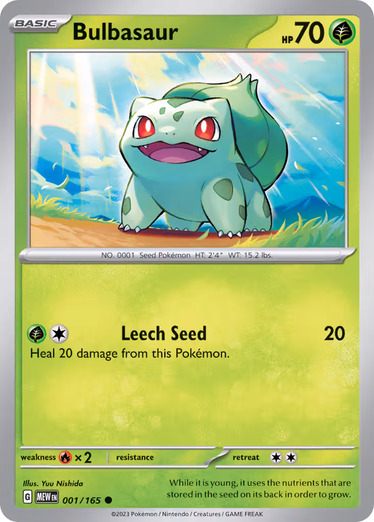 Bulbasaur 1/165 Pokemon card