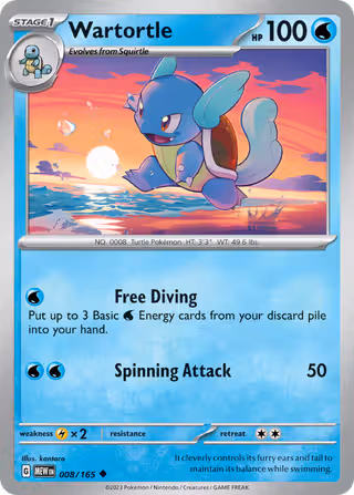 Wartortle 8/165 Pokemon card