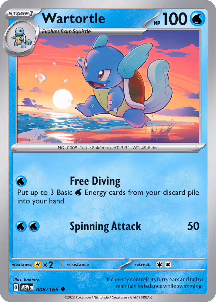 Wartortle 8/165 Pokemon card
