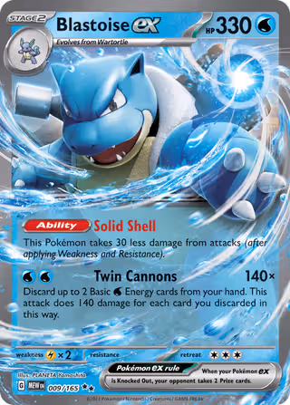 Blastoise ex 9/165 Pokemon card