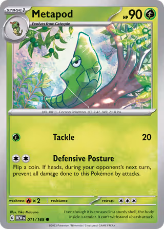 Metapod 11/165 Pokemon card