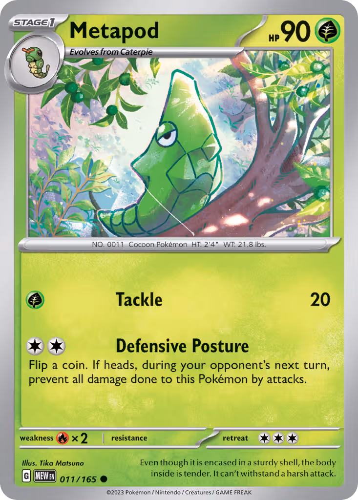 Metapod 11/165 Pokemon card