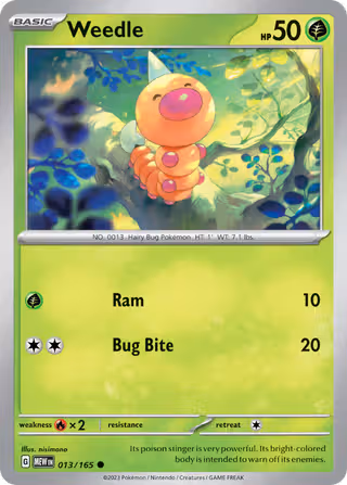 Weedle 13/165 Pokemon card