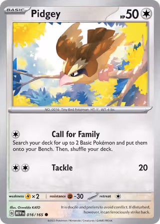 Pidgey 16/165 Pokemon card