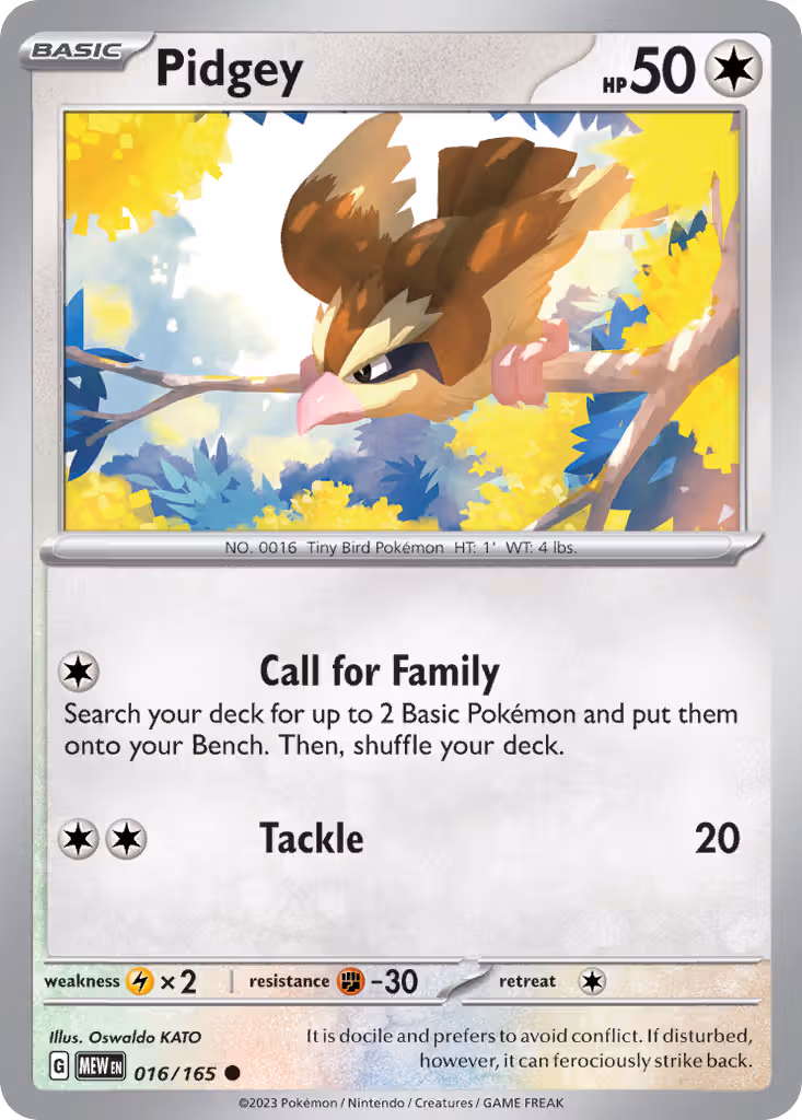 Pidgey 16/165 Pokemon card