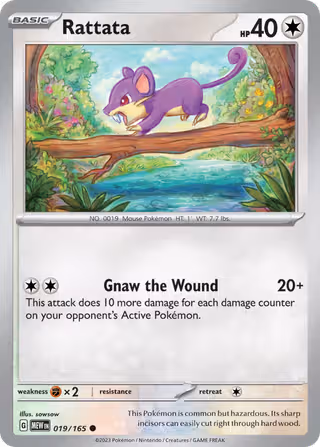Rattata 19/165 Pokemon card